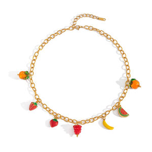 1 Piece Sweet Fruit Stainless Steel Waterproof Gold Color Pendant Necklaces h5 Picture5