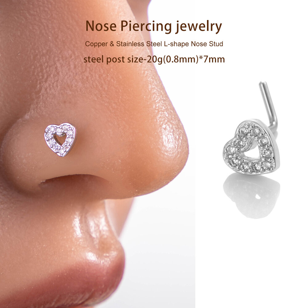 1 Piece Copper Gold Color Zircon Nose Stud Picture5