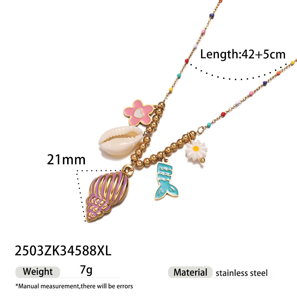 Collier pendentif en acier inoxydable doré, étanche, en forme de coquillage h5 