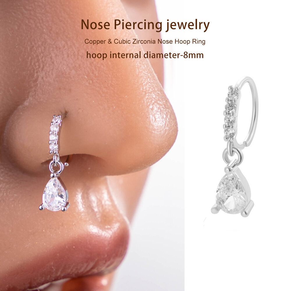 1 Piece Copper Gold Color Zircon  Nose Stud h5 Picture5