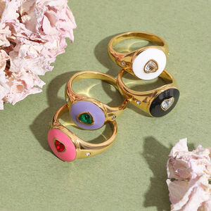 Bague tendance en acier inoxydable doré, imperméable, en forme de cœur coloré (1 pièce). h5 Image2