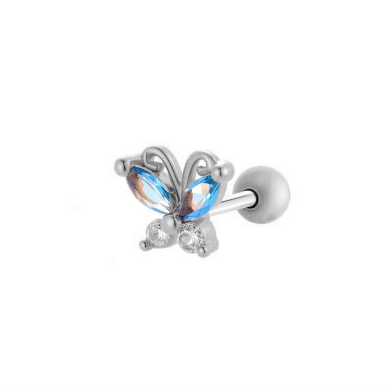 1 Piece Delicate Butterfly Copper Gold Color Zircon Women's Piercings Earrings