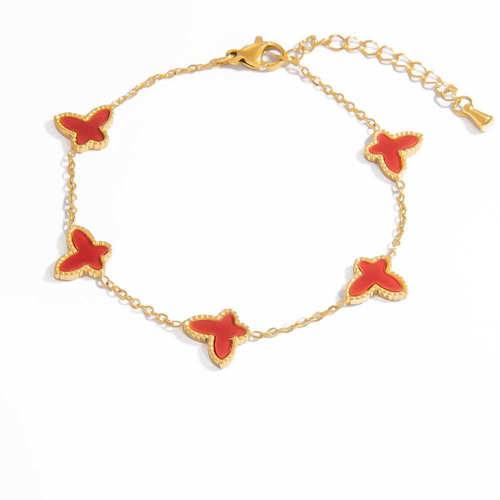 1 Piece Stainless Steel Waterproof Gold Color Charm Bracelet h5
