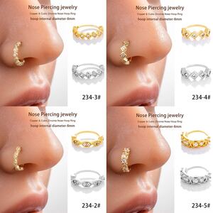 1 Piece Geometric Copper Gold Color Zircon Women's Nose Stud h5 Picture5