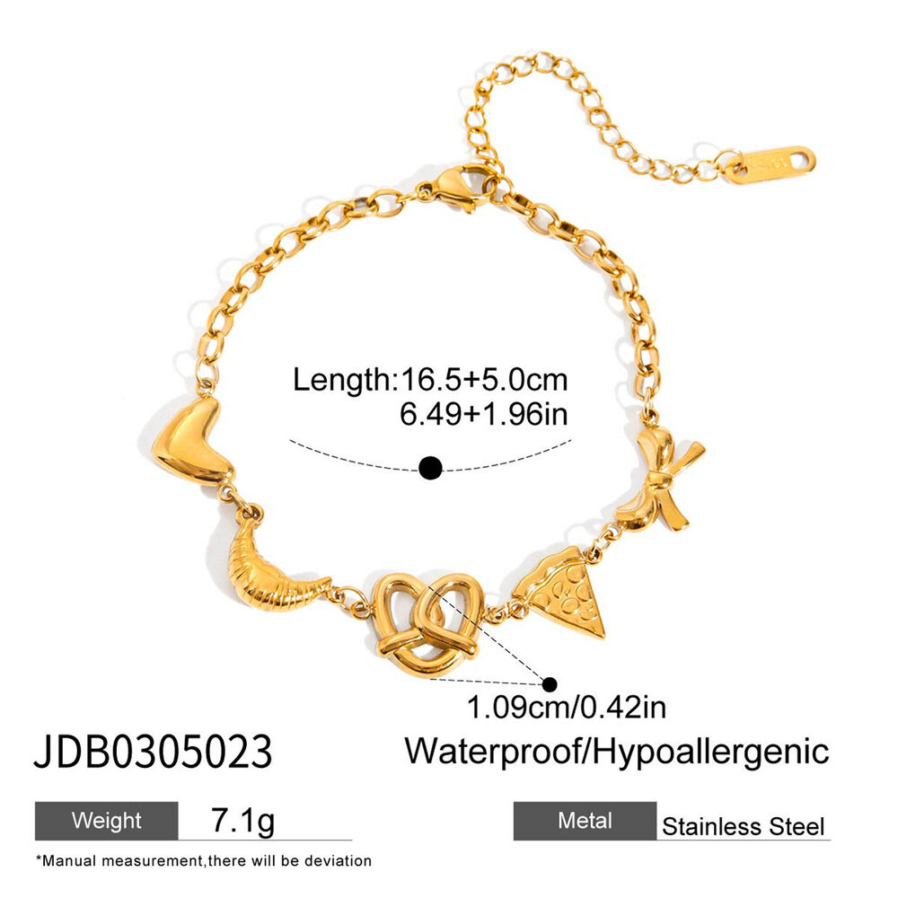 1 Piece Food Shape Stainless Steel Waterproof Gold Color Women's Charm Bracelets h5Picture2