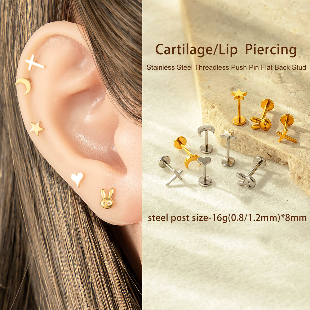 1 Stück tägliche Herz-Ohrringe aus Edelstahl, wasserdicht, goldfarben, für Damen-Piercings h5 Bild5