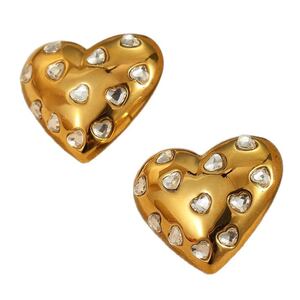 Simple Series Sweet Heart Stainless Steel Waterproof Gold Color Women's Drop Earrings h5 Picture5