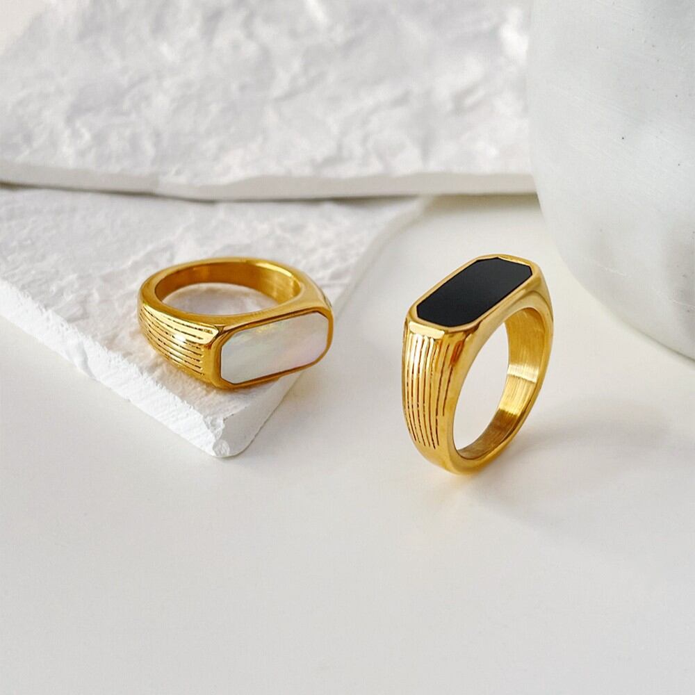 1 Piece Shell Stainless Steel Waterproof Gold Color Ring 2