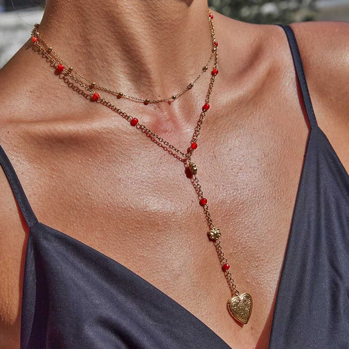 1 Piece Sophisticated Heart Stainless Steel Waterproof Gold Color Women's Layered Necklaces 2