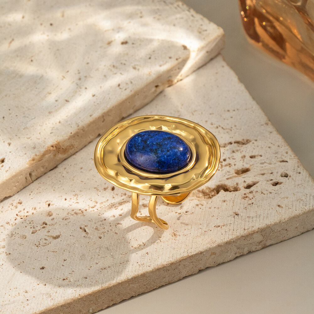 1 Piece Stainless Steel Waterproof Gold Color Natural Stone Ring Picture4