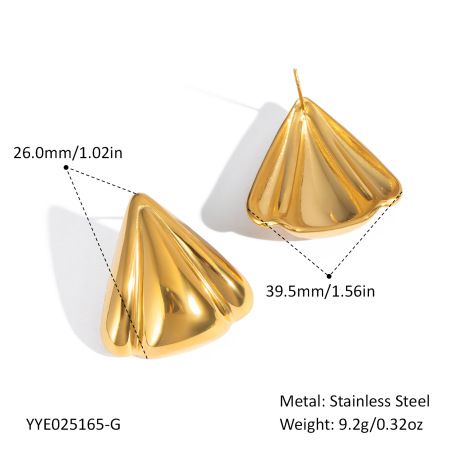 1 Pair Stainless Steel Waterproof Gold Color Stud Earrings