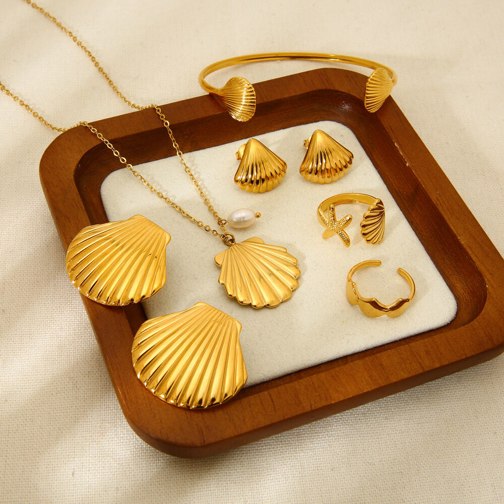 Romantic Series Vacation Turtle Stainless Steel Waterproof   Gold Color  Jewelry Sets Picture2