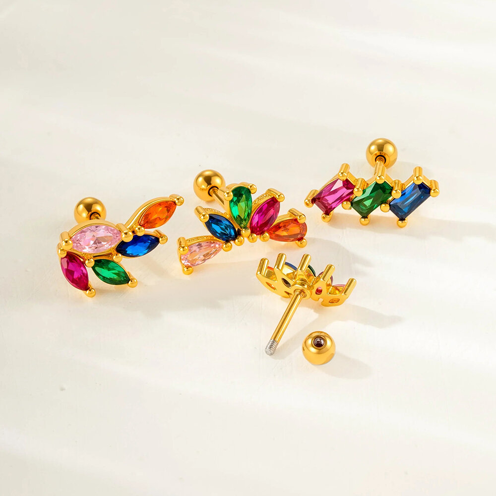1 Paar Simple Series Klassische Blume Titanstahl Kein Beschichtungsmaterial Zirkon Damen Ohrstecker Bild3