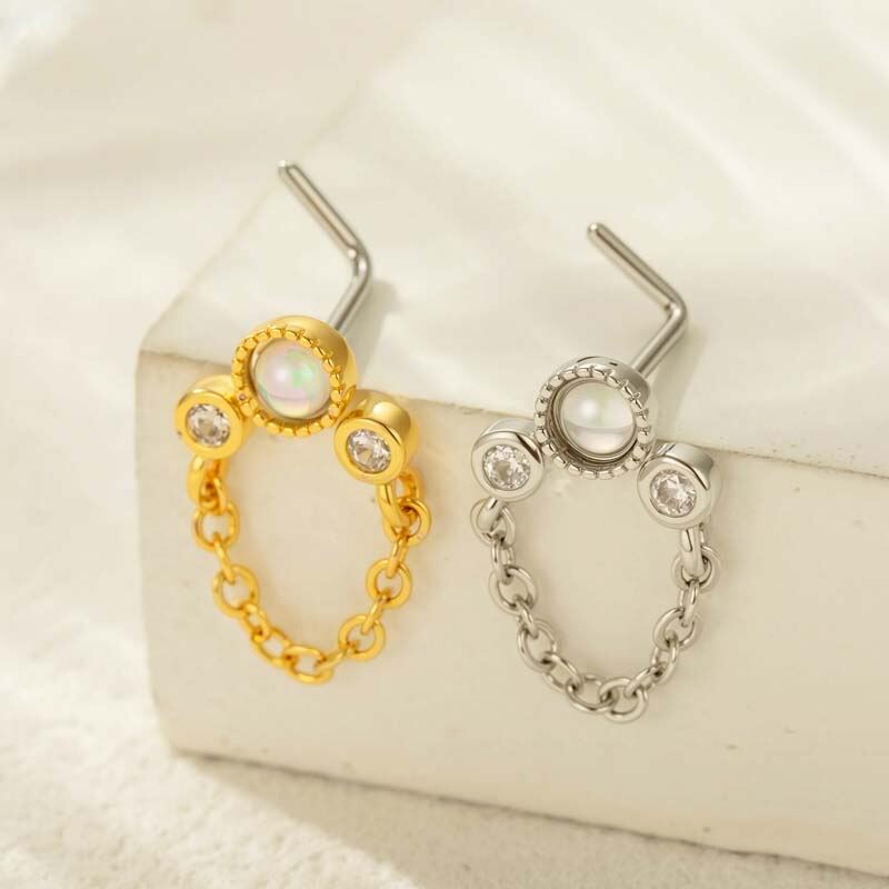 1 pezzo di perno nasale in zircone color rame e oro