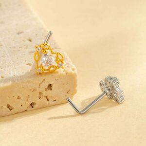 1 Piece Copper Gold Color Zircon Nose Stud h5 Picture3