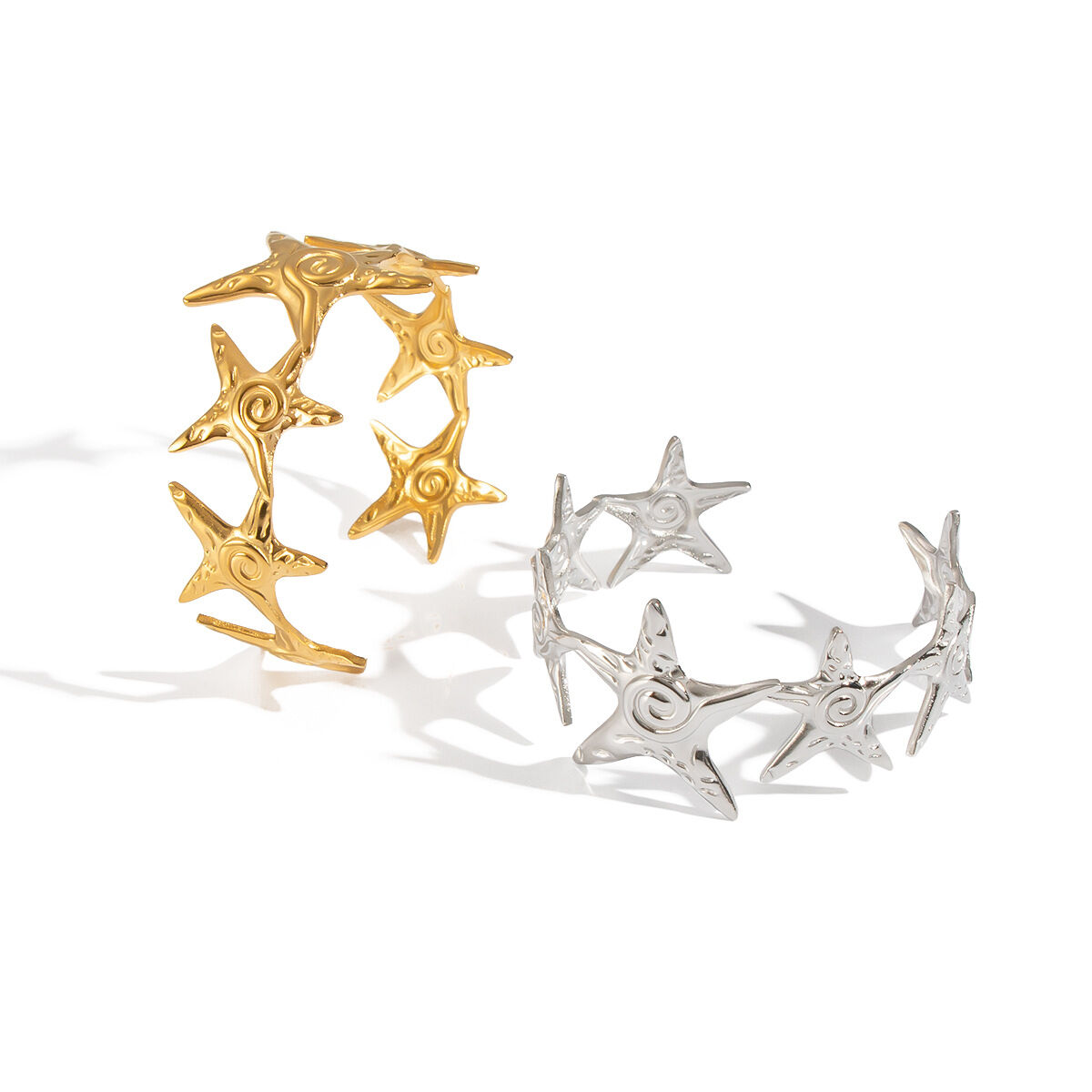 1 Piece Starfish Stainless Steel Waterproof Gold Color Cuff Bracelet Picture5