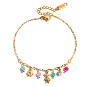 1 stuk kleurrijke serie elegante bloem roestvrijstalen waterdichte gouden damesarmband met bedeltjes h5