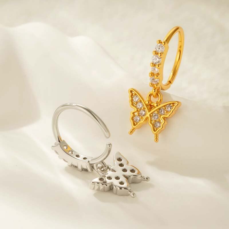 1 Piece Butterfly Copper Gold Color Zircon Nose Stud Picture3