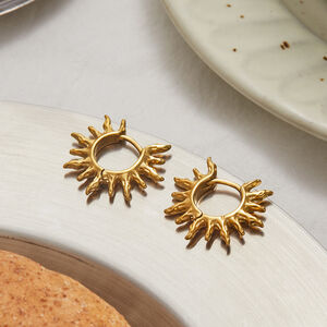 1 Pair Stylish Series Retro Sun Stainless Steel Waterproof Gold Color Women's Hoop Earrings h5 Picture4