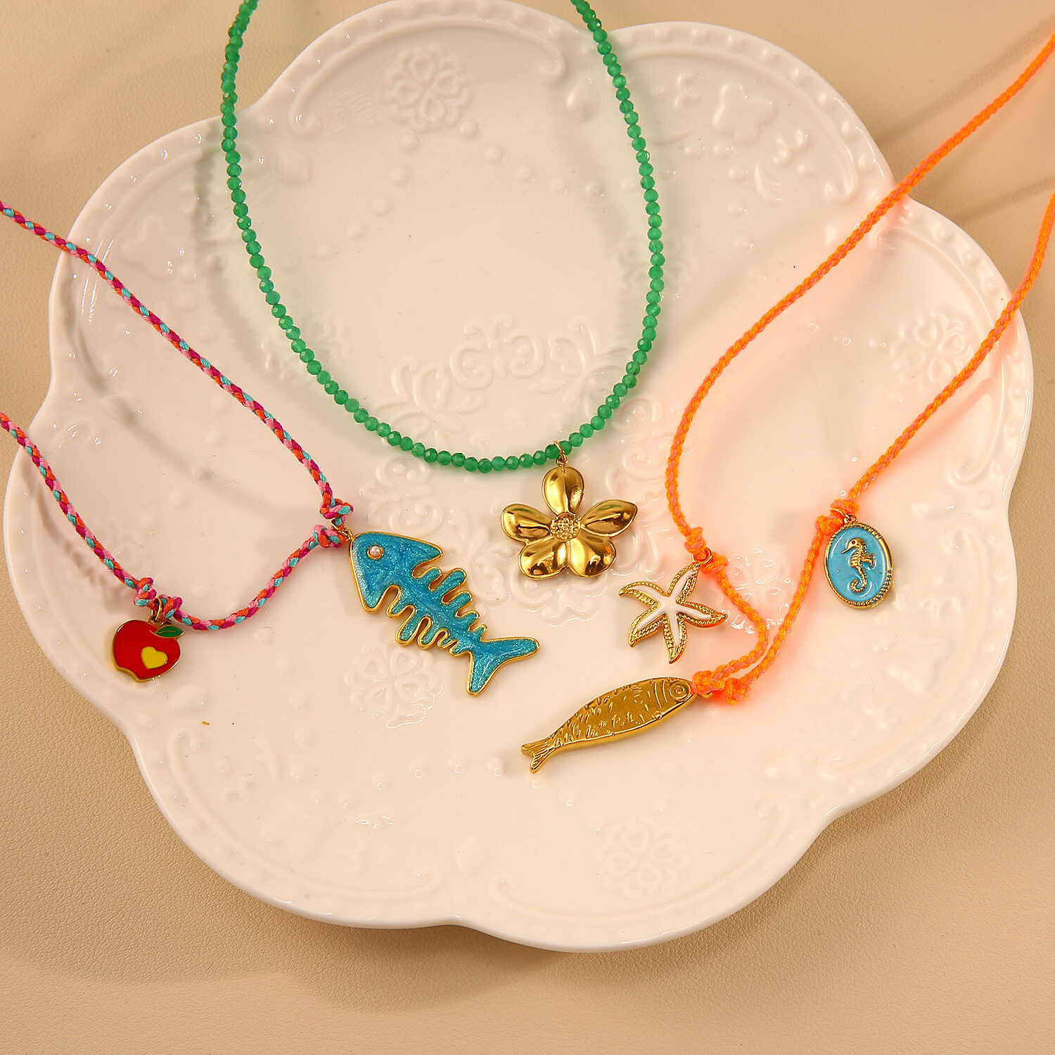 Contrast Color Fish Stainless Steel Waterproof Gold Color Women's Pendant Necklaces Picture5
