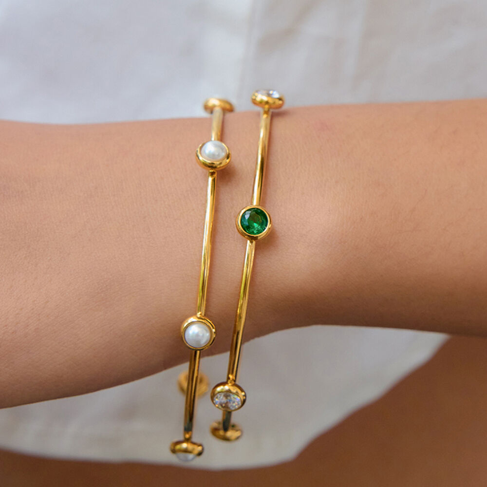 1 Piece Classic Series Retro Geometric Stainless Steel Waterproof Gold Color Women's Bangles Picture3