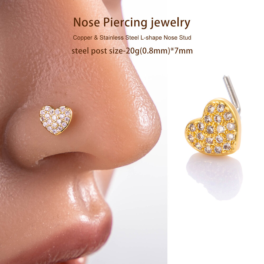 1 pezzo di perno nasale in zircone color rame e oro Immagine4