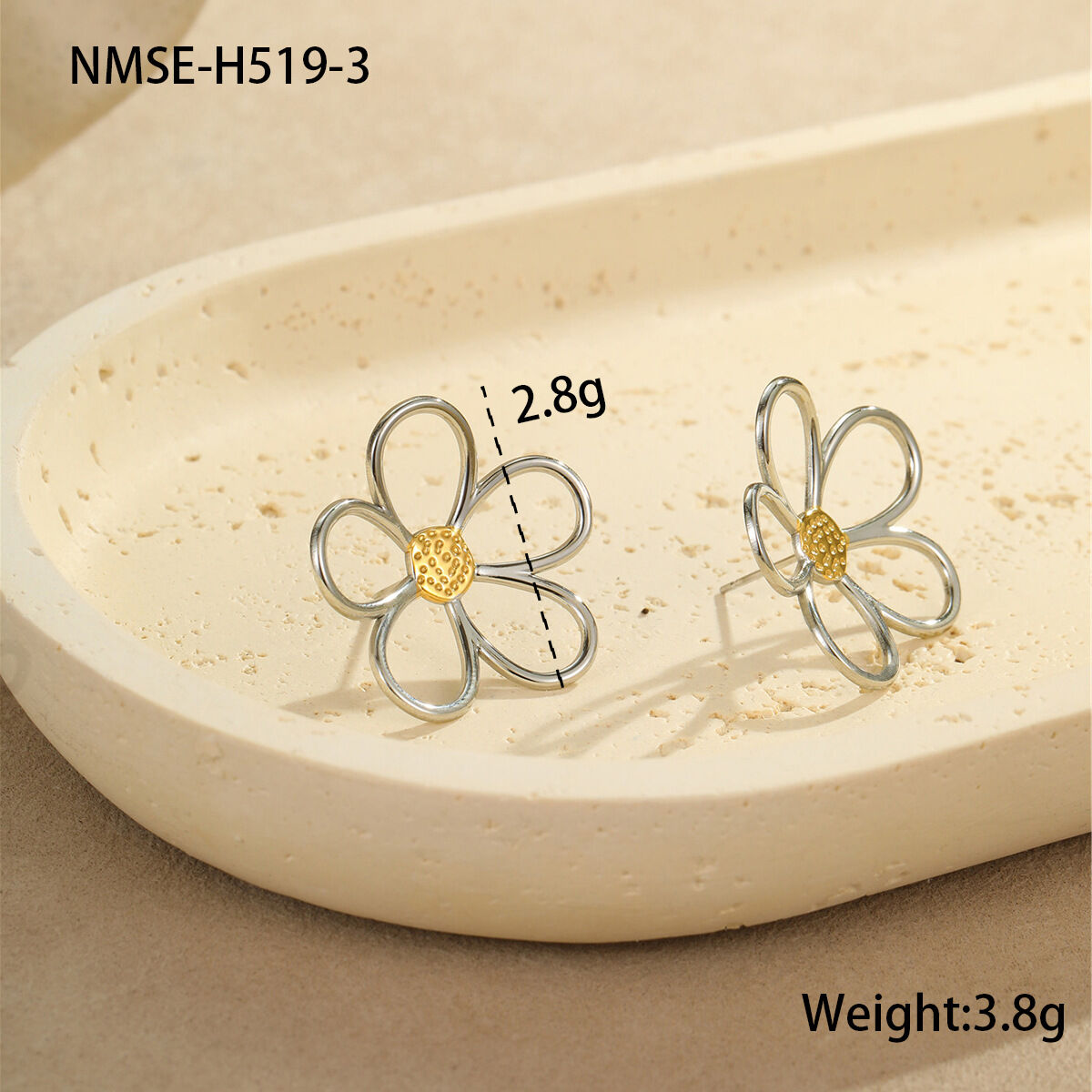 NMSE-H519-3 Farblich passende Blumenohrringe/Einheitsgröße Bild5