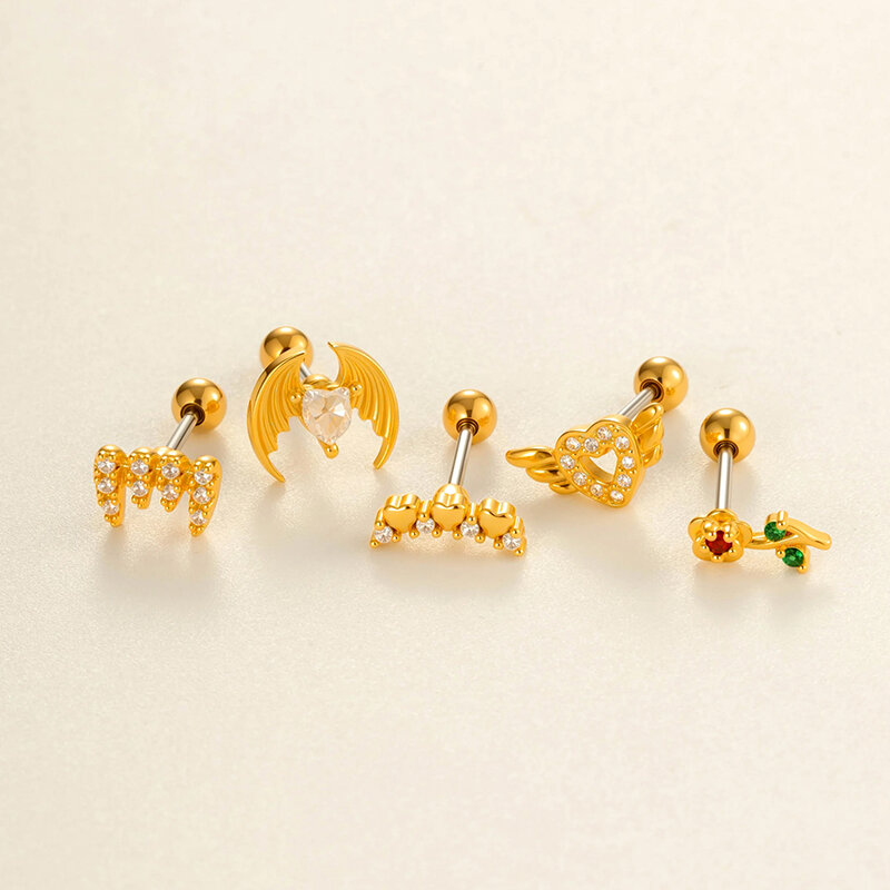 1 Piece Designable Swing Copper Gold Color Zircon Women's Piercings Earrings h5 Picture4