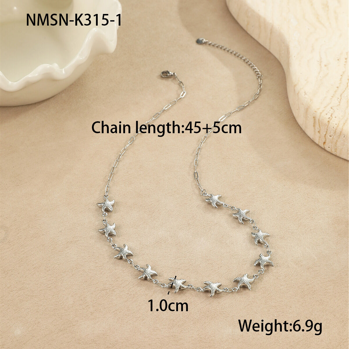 NMSN-K315-1 Collana in acciaio con piccola stella marina Immagine4