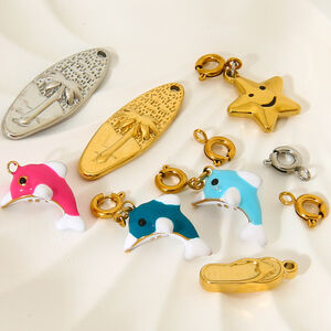 1 Pair Simple Series Daily Turtle Stainless Steel Waterproof Gold Color Unisex Pendants h5 Picture3