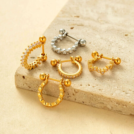 1 pezzo di orecchino piercing in zircone color rame e oro
