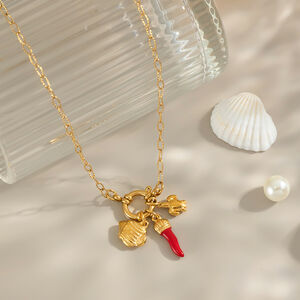 Collana con ciondolo color oro impermeabile in acciaio inossidabile Chill Charm da 1 pezzo h5 Immagine2