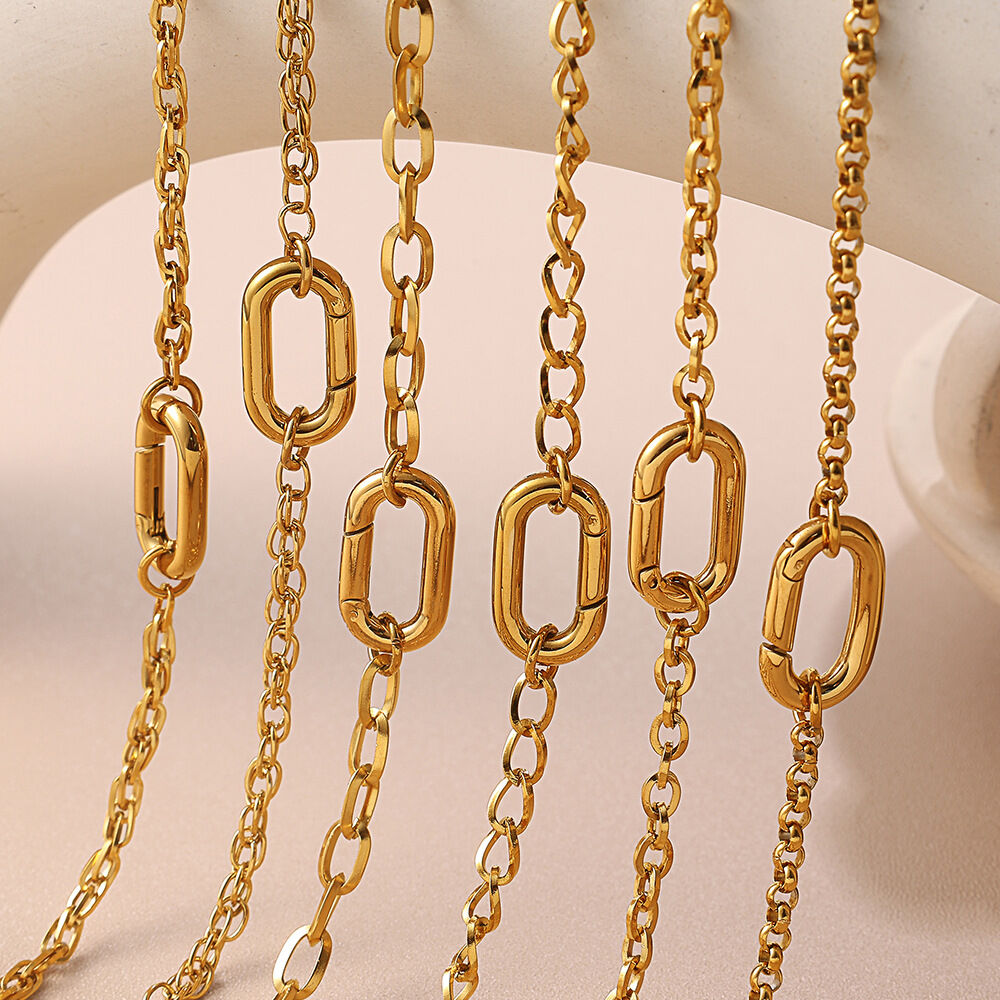1 Piece Simple Stainless Steel Waterproof Gold Color DIY Charm Bracelet h5Picture3