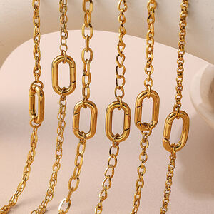1 Piece Simple Stainless Steel Waterproof Gold Color DIY Charm Bracelet h5 Picture3