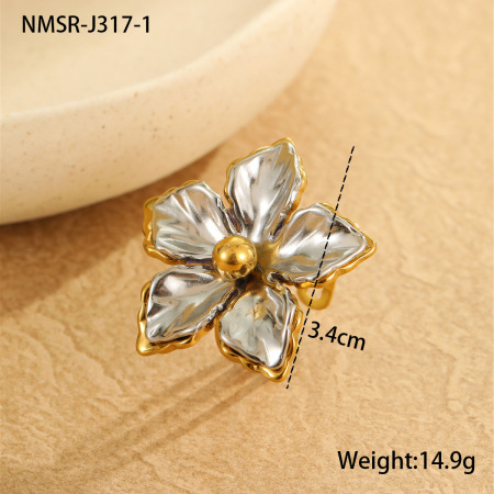 Luxurious Mixed Color Stainless Steel Waterproof Women's Adjustable Rings