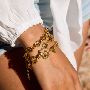 1 Piece Food Shape Stainless Steel Waterproof Gold Color Women's Charm Bracelets h5 Picture3