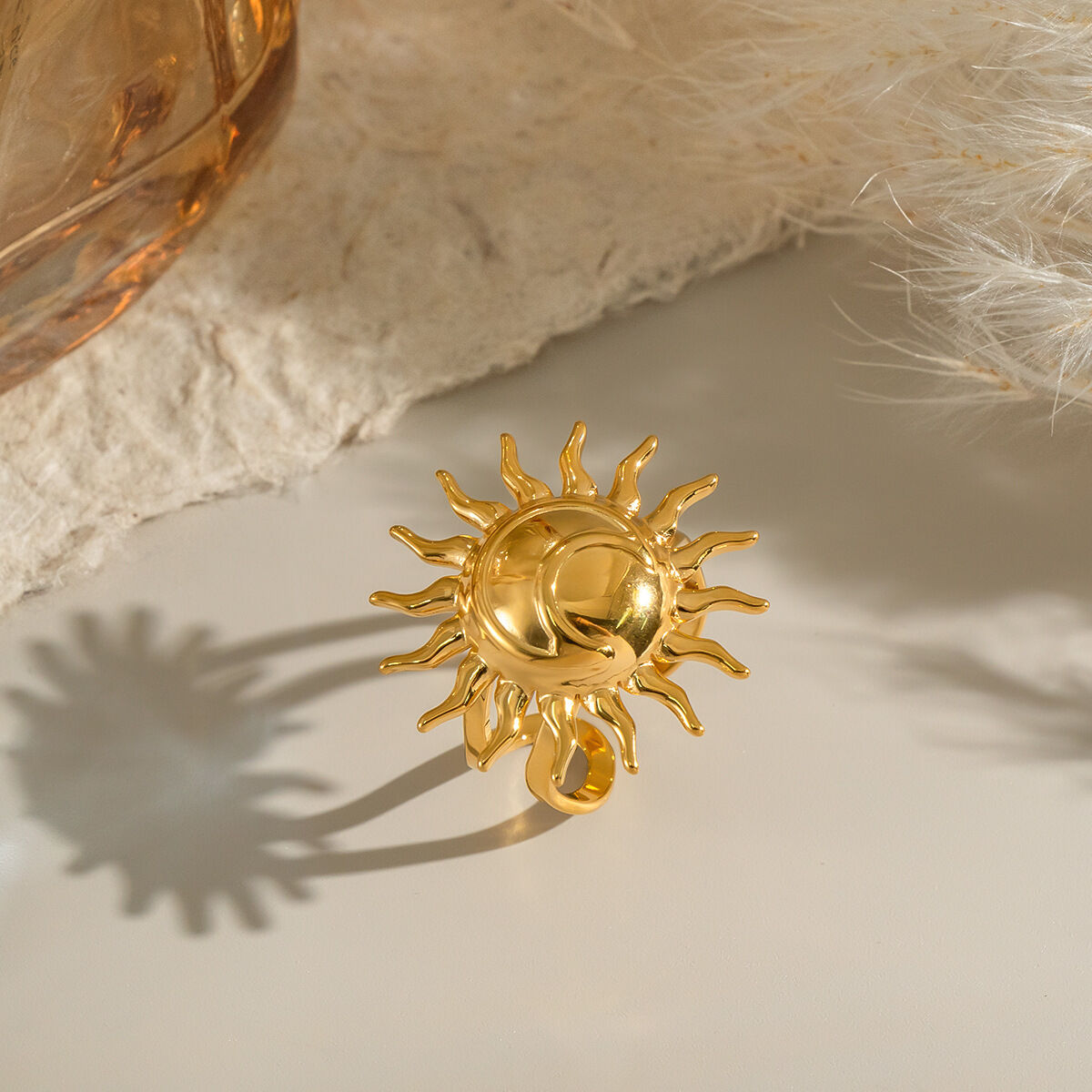 Set di orecchini color oro impermeabili in acciaio inossidabile Sun h5 Immagine4
