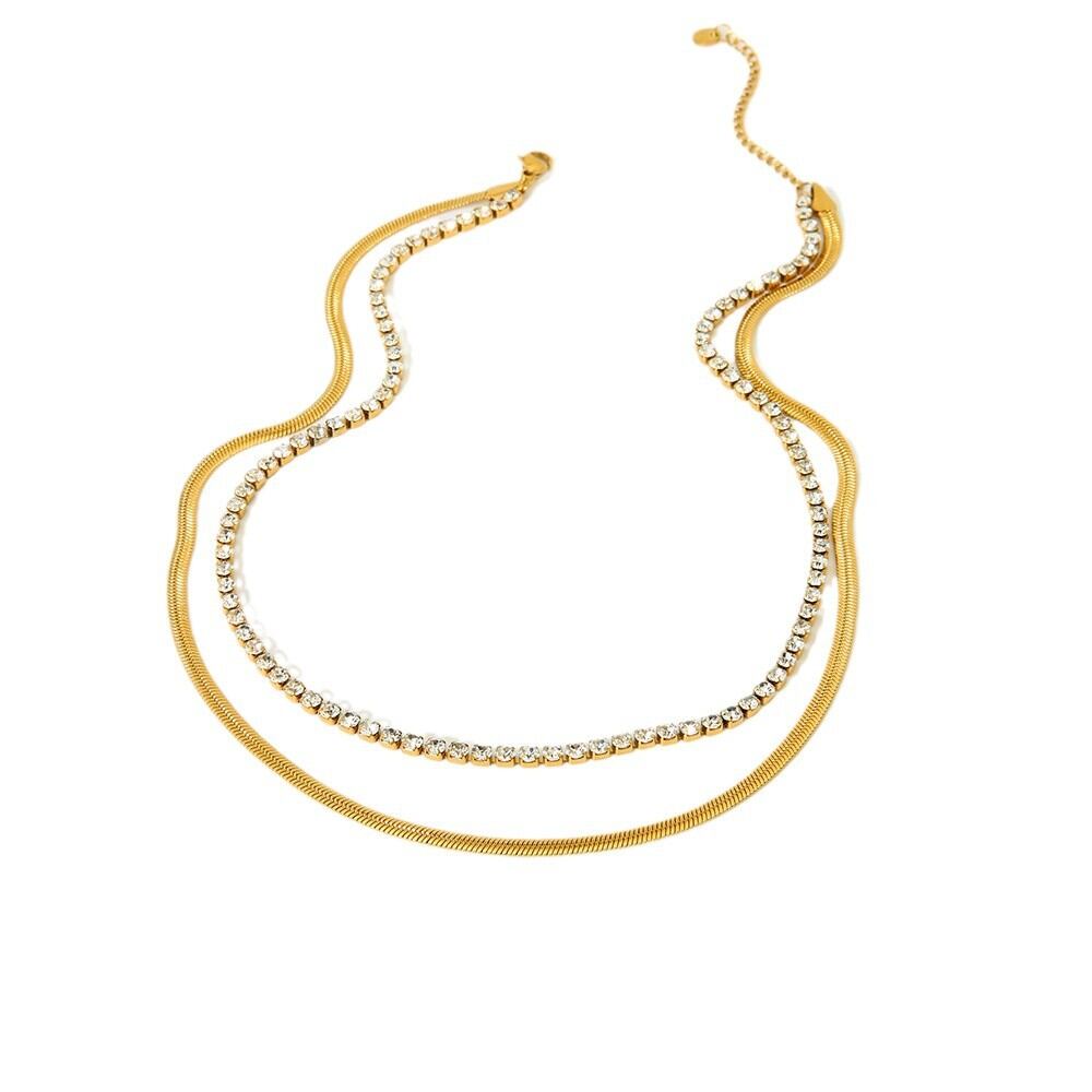 1 Pair Simple Series Daily Geometric Stainless Steel Waterproof  Women's Layered Necklaces 2