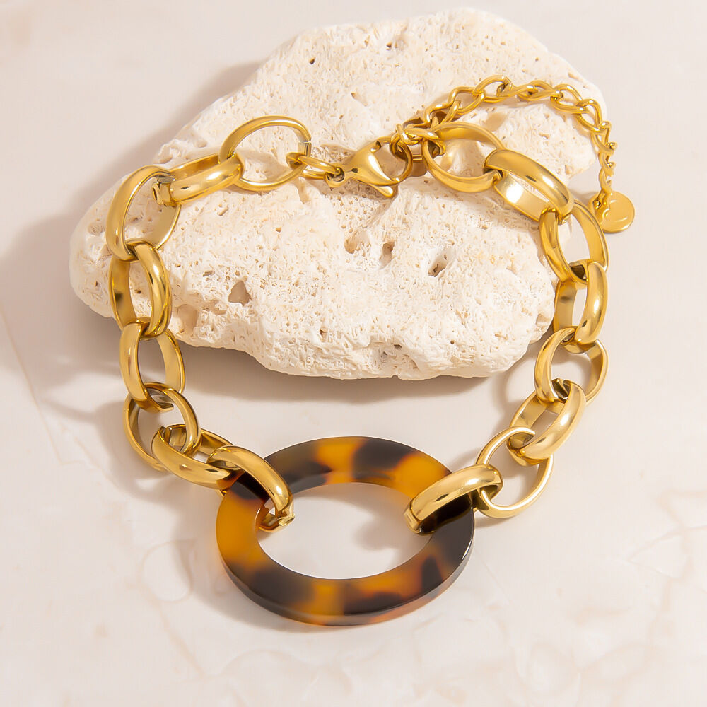 Braccialetti a catena impermeabili in acciaio inossidabile con motivo geometrico casual della serie Simple h5 Immagine2
