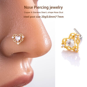 1 Piece Copper Gold Color Zircon Nose Stud h5 Picture5