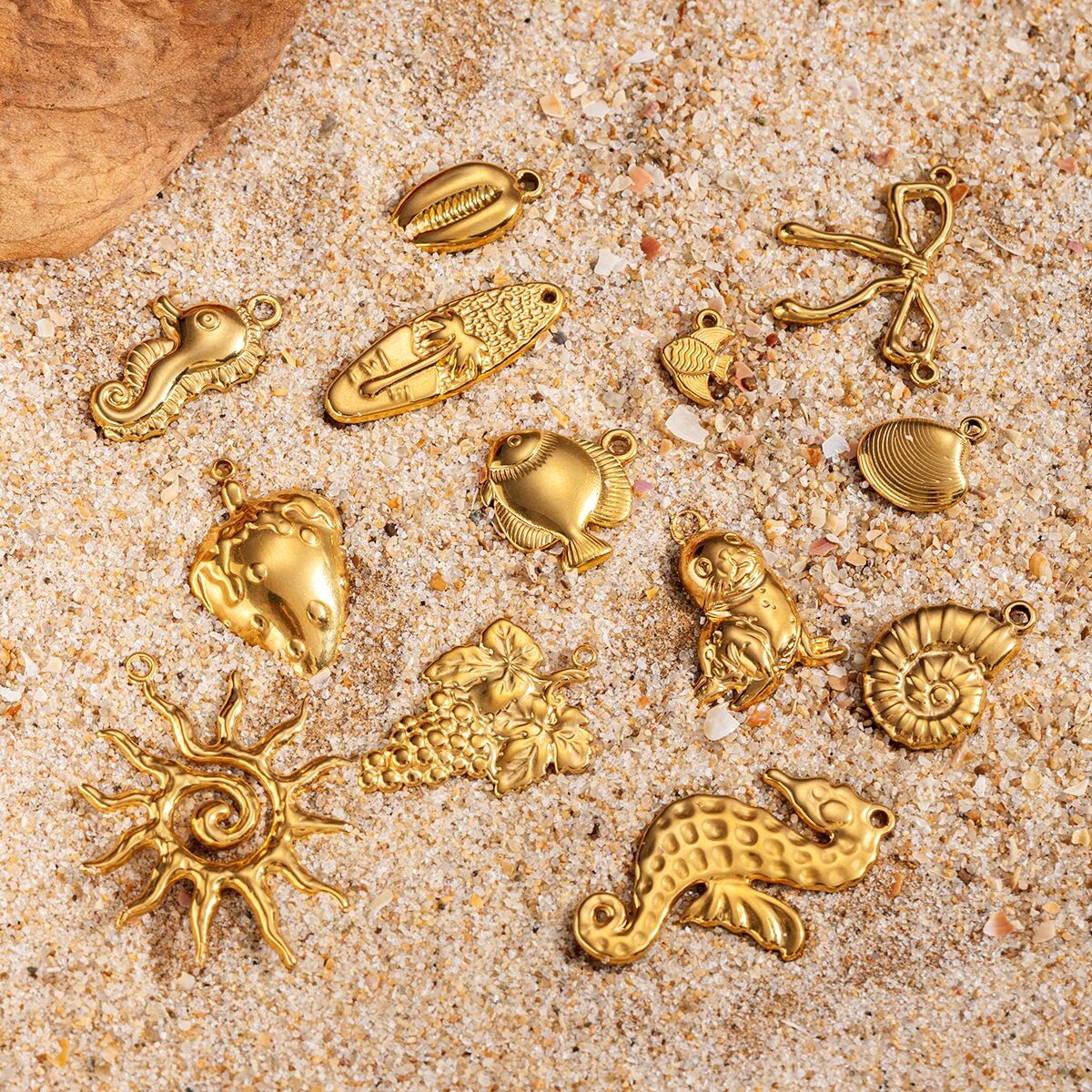 1 Piece Stainless Steel Waterproof Gold Color DIY Pendants 2