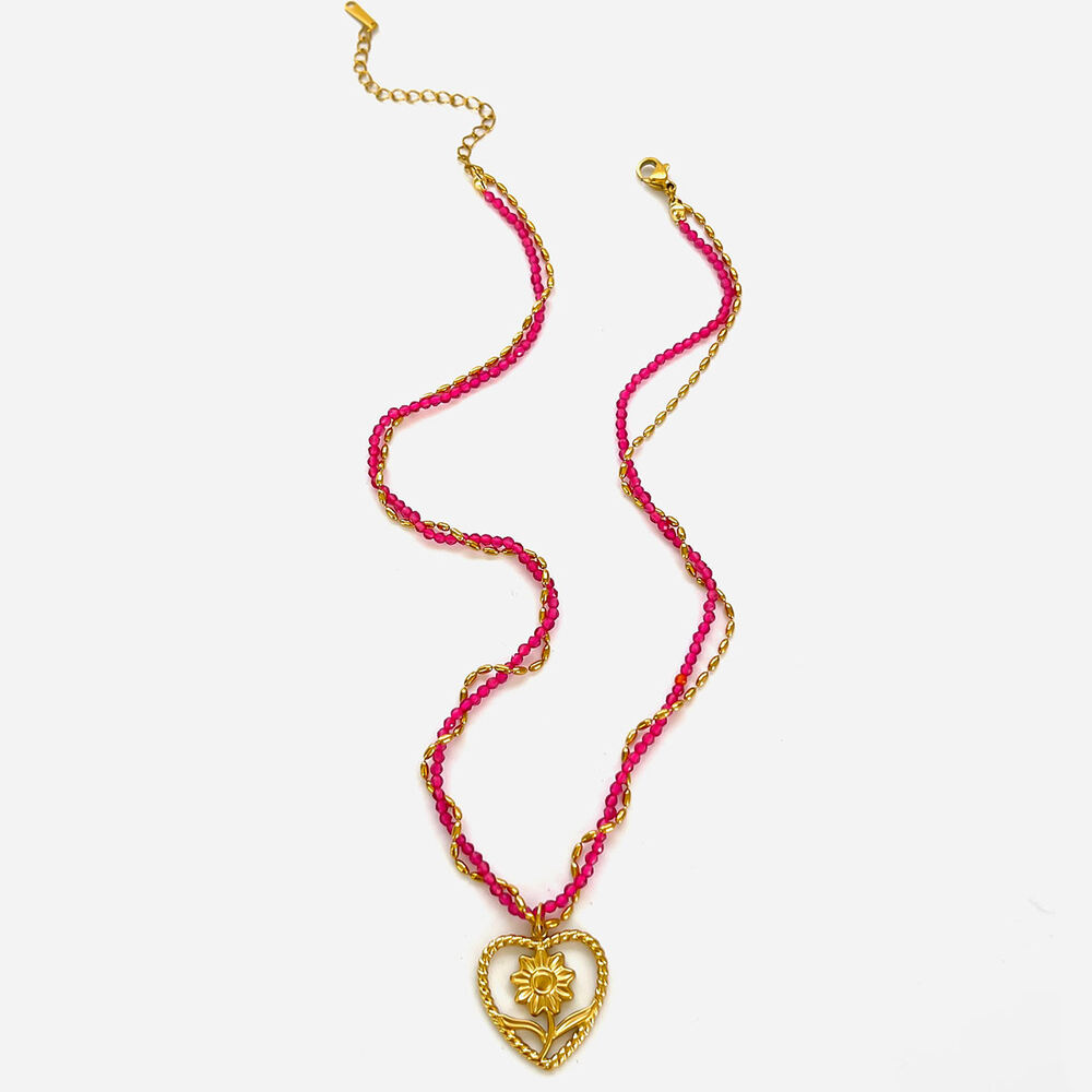1 Piece Stainless Steel Waterproof Heart Gold Color Pendant Necklace