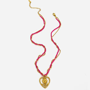 1 Piece Stainless Steel Waterproof Heart Gold Color Pendant Necklace h5