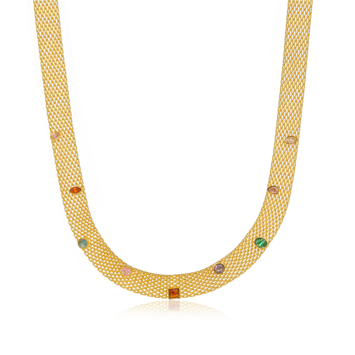 Eleganti collane corte da donna in acciaio inossidabile geometrico impermeabile color oro Immagine5
