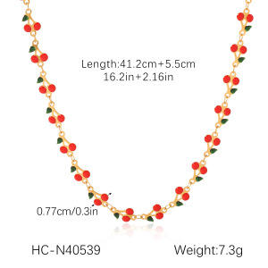 Sweet Plant Stainless Steel Waterproof Gold Color Women's Chain Necklaces h5 Picture2