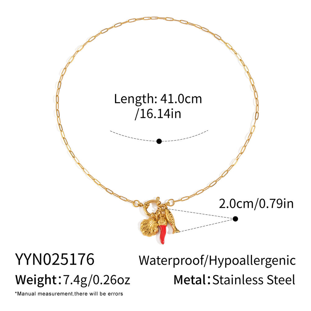 1 Piece Chill Charm Stainless Steel Waterproof Gold Color Pendant Necklace