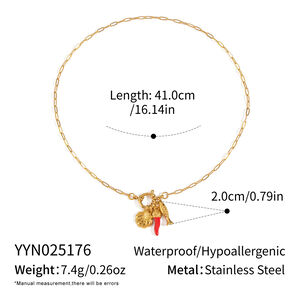 1 Piece Chill Charm Stainless Steel Waterproof Gold Color Pendant Necklace h5
