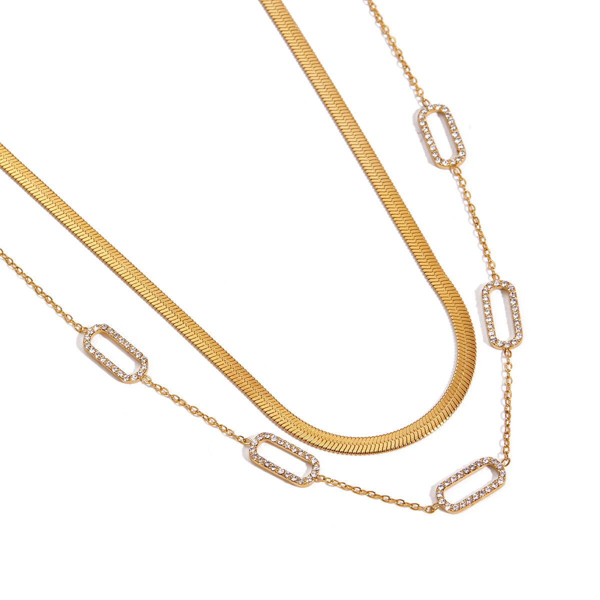 1 Piece Casual Geometric Stainless Steel Waterproof Gold Color Women's Chain Necklaces h5 Picture6