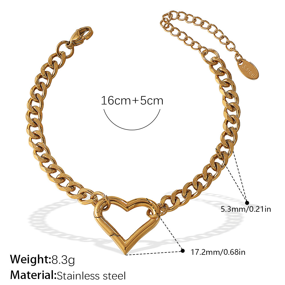 Heart Stainless Steel Waterproof Gold Color Diy Necklaces h5Picture2
