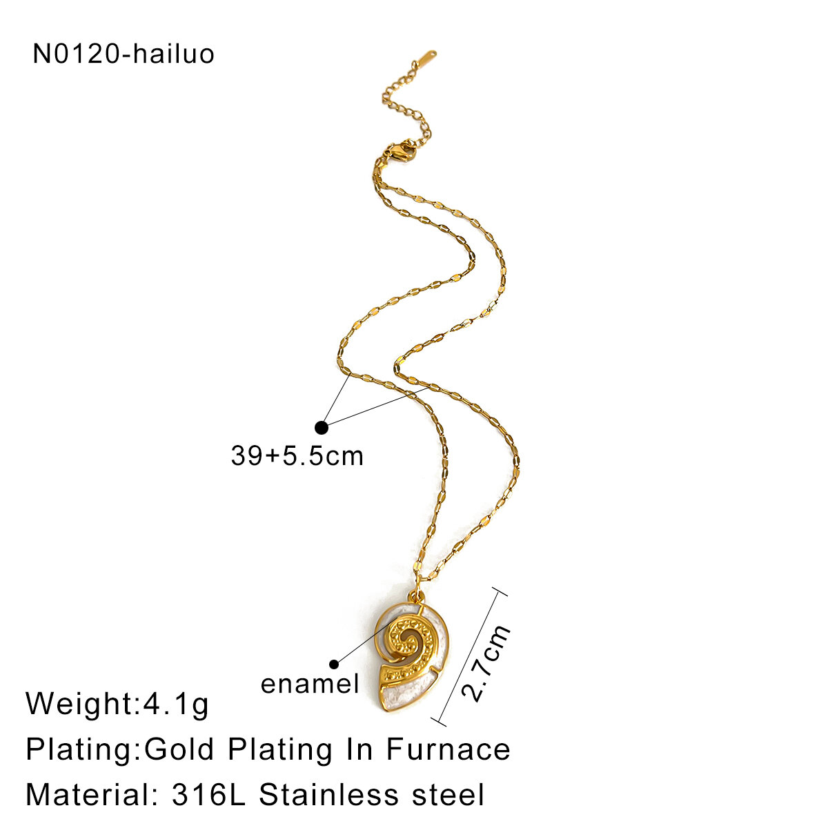 1 Piece Oceanic Stainless Steel Waterproof Gold Color Pendant Necklace Picture2